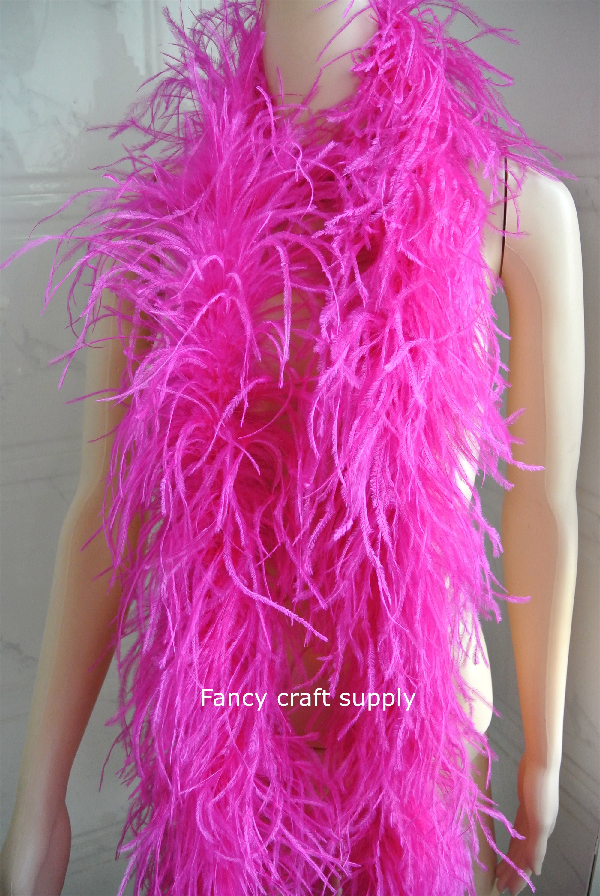 4ply Ostrich Feather Boas, Over 20 Colors to Pick Up (Hot Pink)