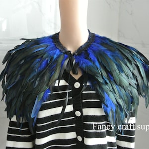 royal blue feather cape Black Feathered collar feather cape gothic feather collar/gothic fashion Halloween Costume