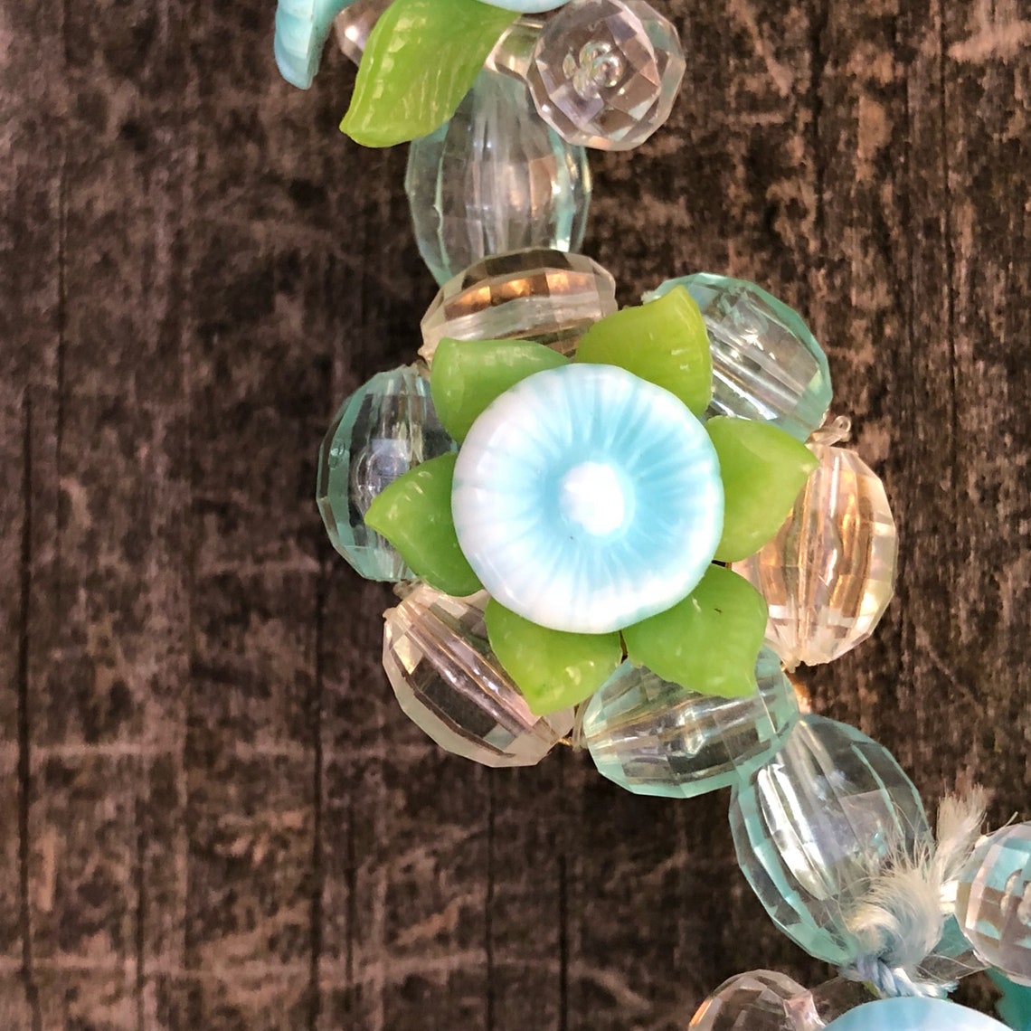 Vintage Plastic Flower Garland Necklace Turquoise Flowers With Etsy