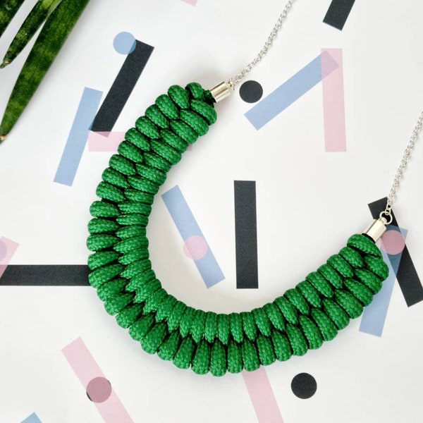 Emerald Green Statement Necklace, Chunky Necklace, Rope Necklace for women, Jewellery, Jewelry, Gift for her