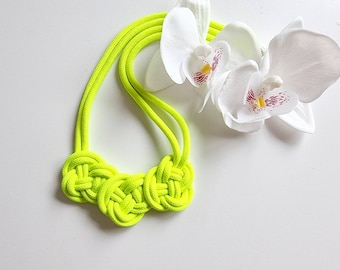 Neon Necklace for women, Statement necklace, Chunky necklaces, Neon Yellow rope necklace, Womens jewellery, Jewelry, Gift for her