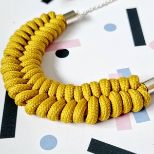 Mustard Yellow Statement Necklace, Chunky Necklace, Rope Necklace for women, Jewellery, Jewelry, Gift for her image 2