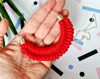 Red Statement Necklace, Chunky Necklace, Rope Necklace for women, Jewellery, Jewelry, Gift for her