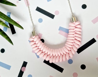 Pink Statement Necklace, Chunky Necklace, Rope Necklace for women, Jewellery, Jewelry, Gift for her