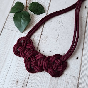 Necklace for women, Statement necklace, Chunky necklaces, Big rope necklace, Burgundy necklace, Womens jewellery, Jewelry, Gift for her