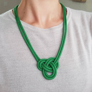 Necklace for women, Statement necklace, Chunky necklace, Green rope necklace, Textile jewellery, Women's jewelry, Gift for her