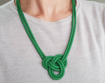 Necklace for women, Statement necklace, Chunky necklace, Green rope necklace, Textile jewellery, Women's jewelry, Gift for her