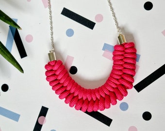 Fushia Pink Statement Necklace, Chunky Necklace, Rope Necklace for women, Jewellery, Jewelry, Gift for her