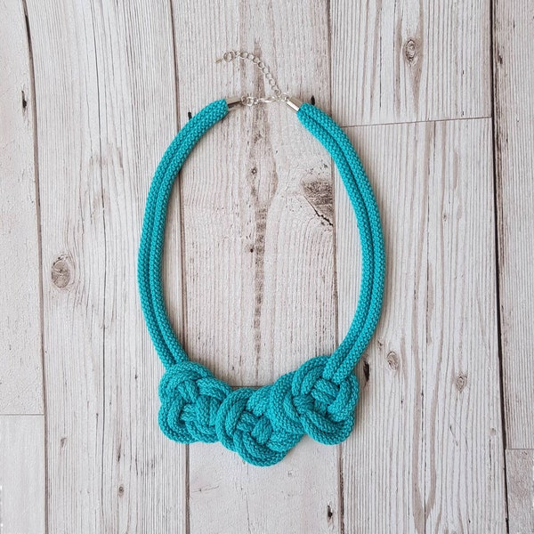 Necklace for women, Statement necklace, Chunky necklaces, Big necklace, Turquoise blue rope necklaces, Jewellery, Jewelry, Gift for her