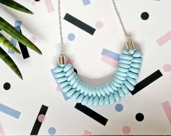 Light Blue Statement Necklace, Chunky Necklace, Rope Necklace for women, Jewellery, Jewelry, Gift for her