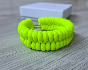 Neon yellow bracelet, Chunky bracelet for women, Gift for her, Rope bracelet, Woman's jewellery, Jewelry