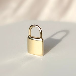 14K Solid Gold Padlock Pendant: Dainty Love Lock Charm