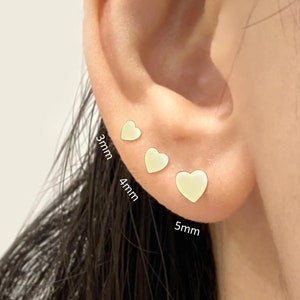 10k solid gold stud earrings, Tiny heart stud earrings, Gold heart earrings, second hole earrings, cartilage stud, dainty stud earrings