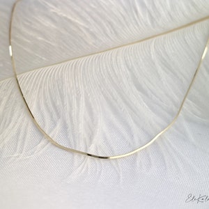 14K Solid Gold Snake Chain, Square Snake Chain, Shining Chain Necklace, Layering Chain, Choker Necklace, Thin Gold Chain, 0.6mm Snake Chain