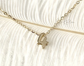 14K Solid Gold Number Pendant: Personalized Lucky Number Necklace