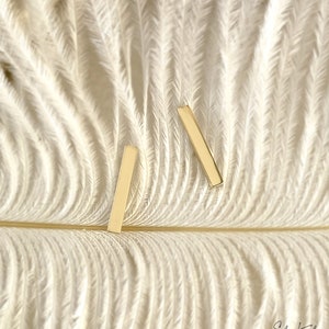 10k Solid Gold Bar Stud Earrings: Dainty Minimalist Style