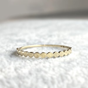14K Yellow Gold Dot Ring: Delicate Disc Band
