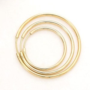 10K Solid Gold Choice of Size Large Hoop Earrings: Minimalist Endless Hoops