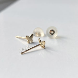 14K Gold Butterfly Earrings, Butterfly Studs, Small Butterfly Earring, Butterfly Jewelry, Minimal Earrings, Spring Jewelry, Nature Jewelry