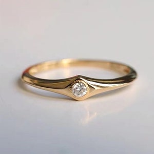 14K Gold Diamond Solitaire Ring: Minimalist Promise Ring