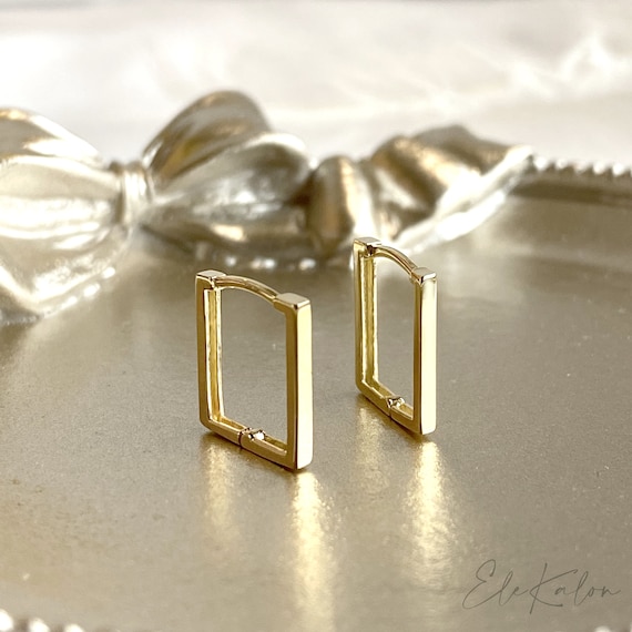 Yeslady Gold Rectangle Lucite Hoop Earrings - Fancy Acrylic Geometric Earrings