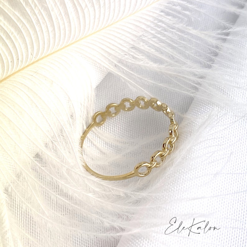 Gold Chain Ring 9k Solid Gold Link Ring Stacking Ring Curb Etsy