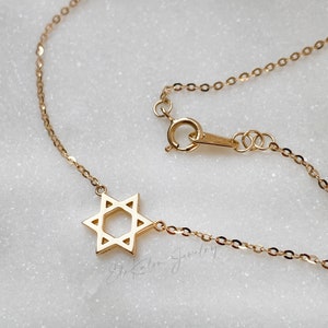 Dainty 14K Gold Star of David Necklace: Magen David Pendant