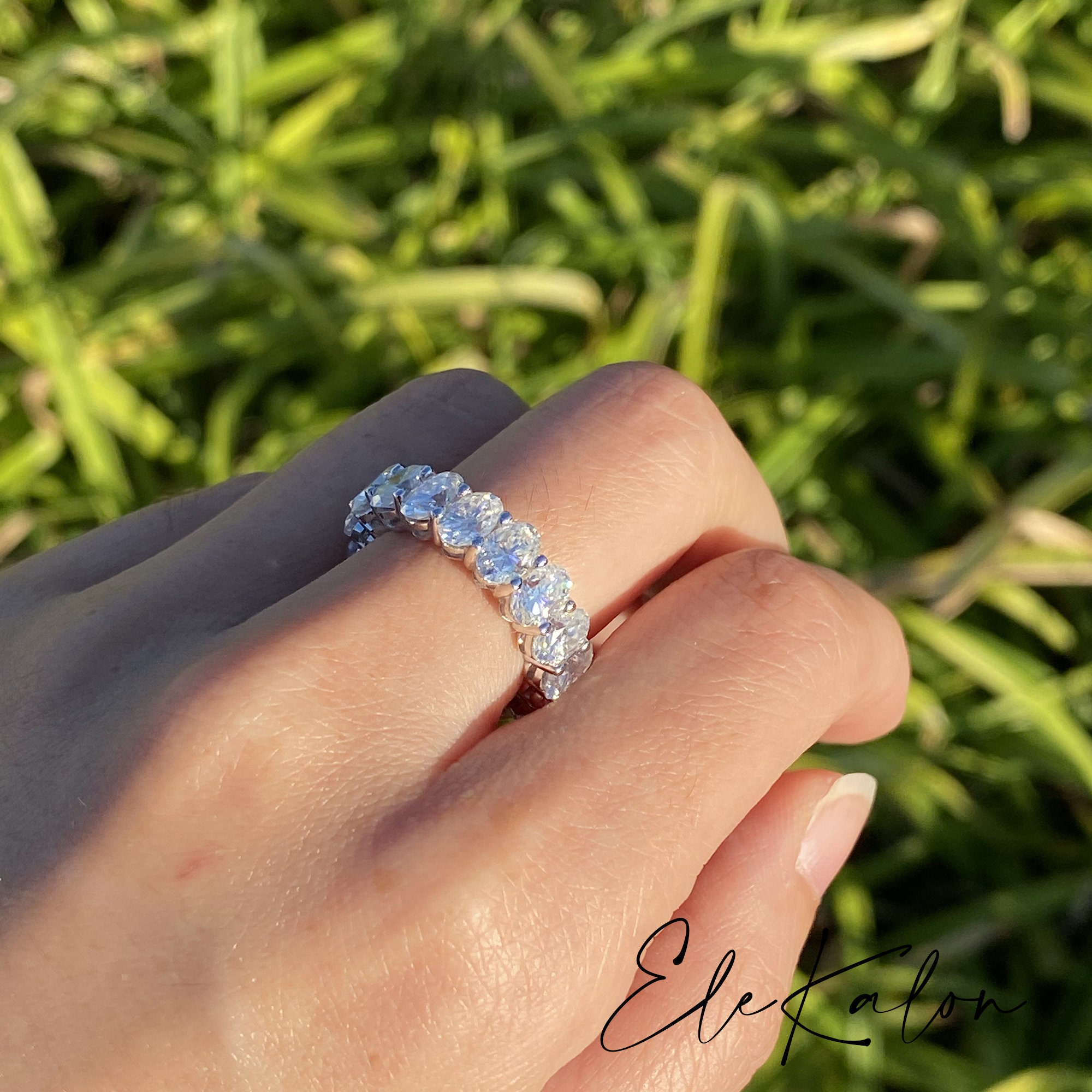 18K Gold Lab Grown Diamond Eternity Ring: 6x4mm Oval Anniversary