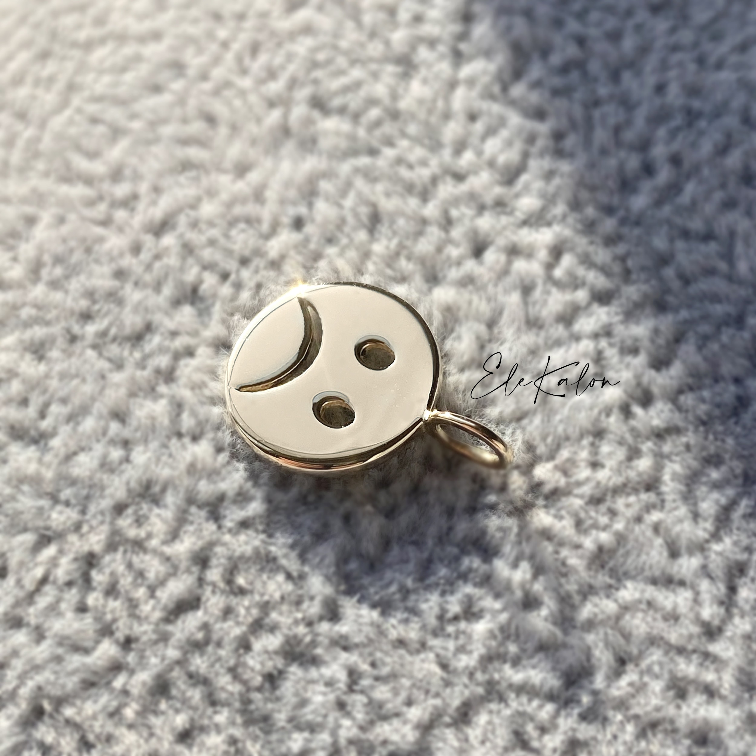14K Solid Gold Emoji Pendant Sad Face Pendant Emoji Jewelry Etsy Canada