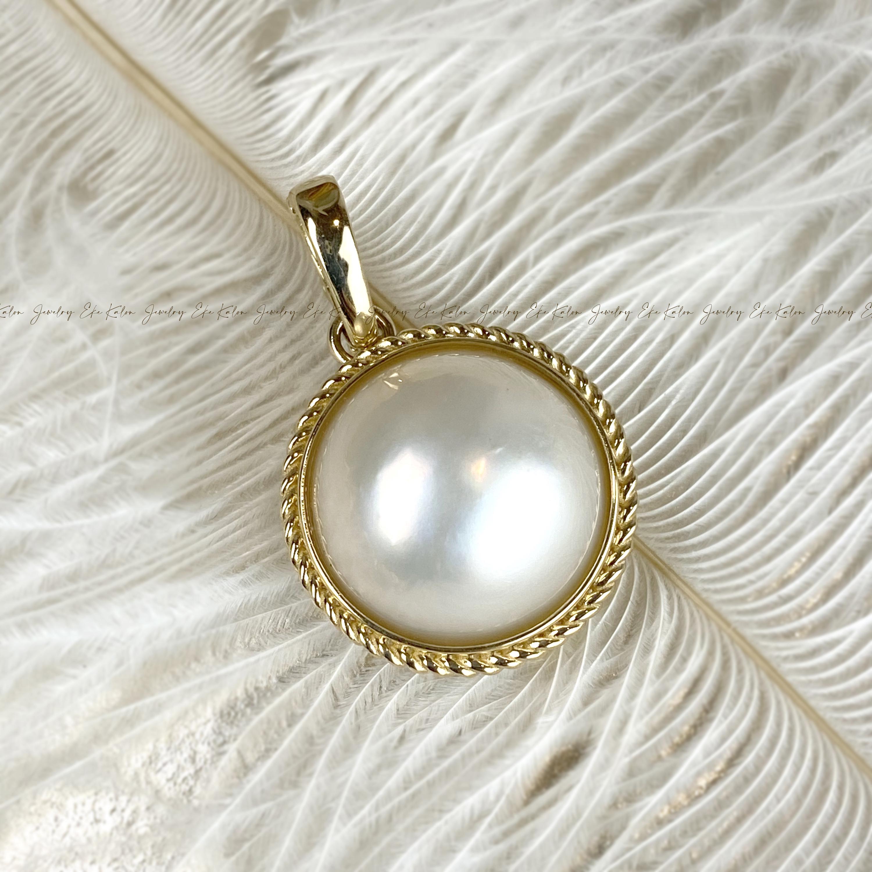 14K ゴールド マベ パール ペンダント、マベ パール ネックレス 14K ゴールド マベ パール ペンダント、マベ パール ネックレス