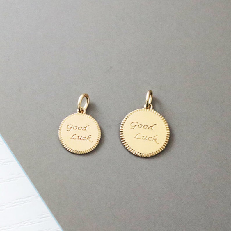 Gold disc pendant 14k solid gold engraved disc charm pendant Etsy