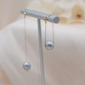 18K Massivgold Tahiti Perle baumeln Ohrringe: 2-in-1 Drop Design