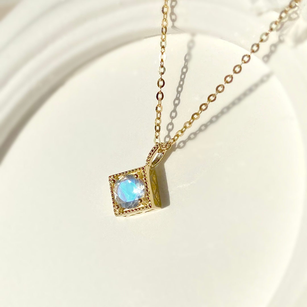 Moonstone Pendant, 9k Solid Gold Moonstone Pendant Necklace, June ...