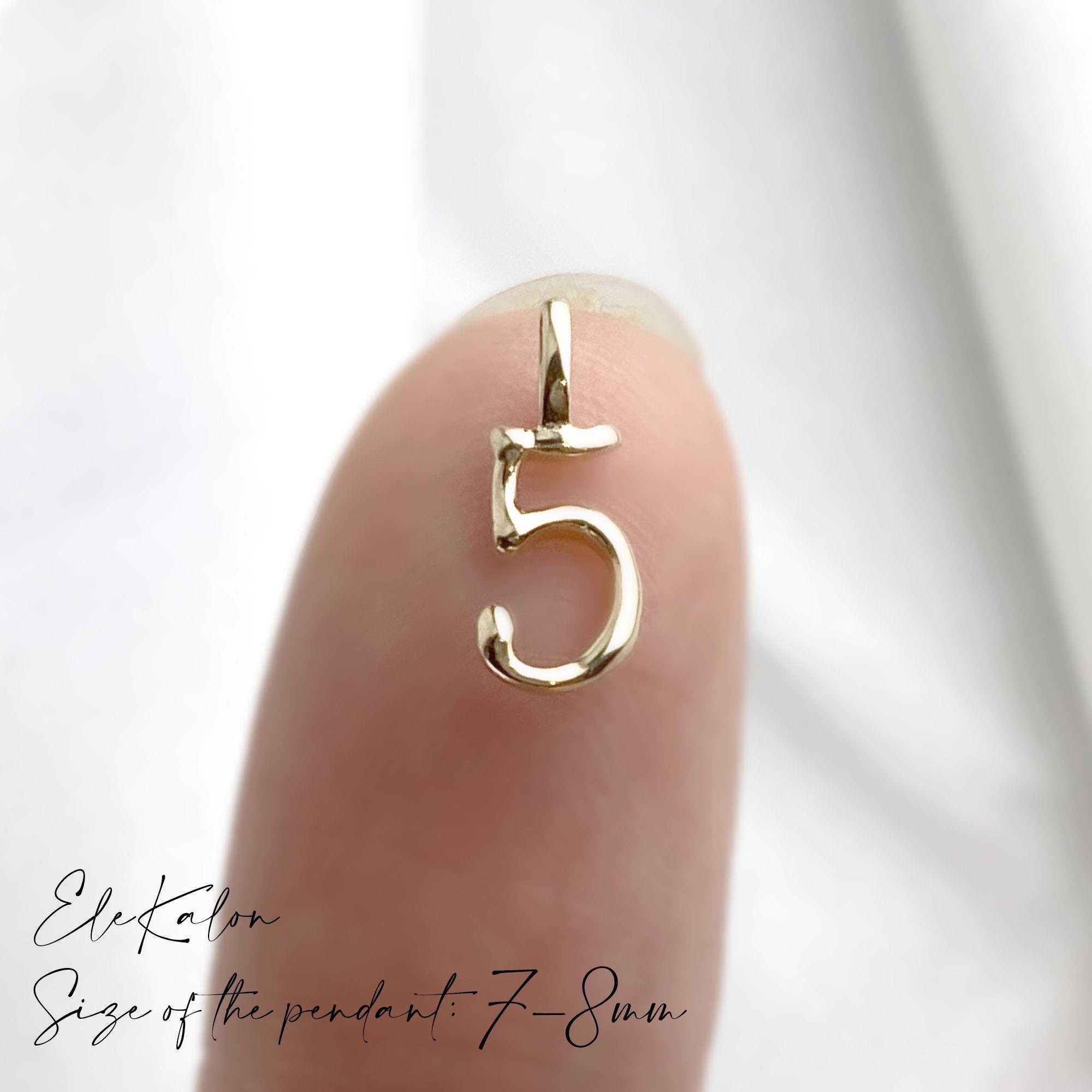 Number pendant 14k solid gold mini number pendant number Etsy