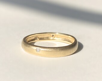 14K Yellow Gold Stardust Diamond Ring: Celestial Wide Band
