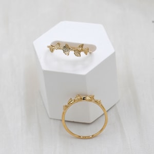 14K Solid Gold Ginko Ring, Ginko Leaf Ring, Gingko Biloba Leaf ...