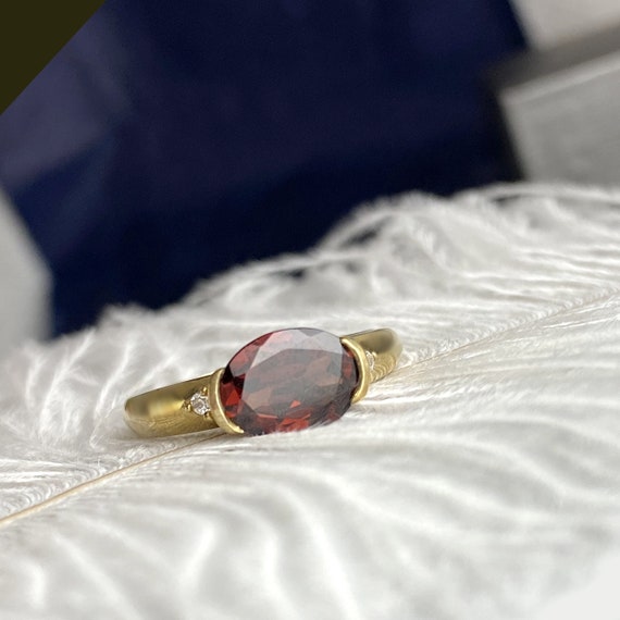 Sterling Silver Natural Garnet Ring Engagement, Promise, Gemstone Ring,  Anniversary Birthday Valentine's Gift for Her Wife Mum Girlfriend - Etsy