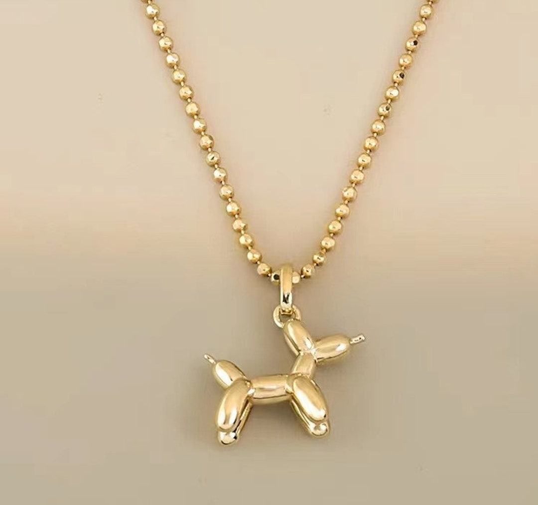 14K Gold Dog Pendant, Balloon Dog Necklace, Animal Jewelry, Dog Mom Gift,  Pet Jewelry, Cute Charm Pendant, Puppy Gifts, Dainty Necklace - Etsy