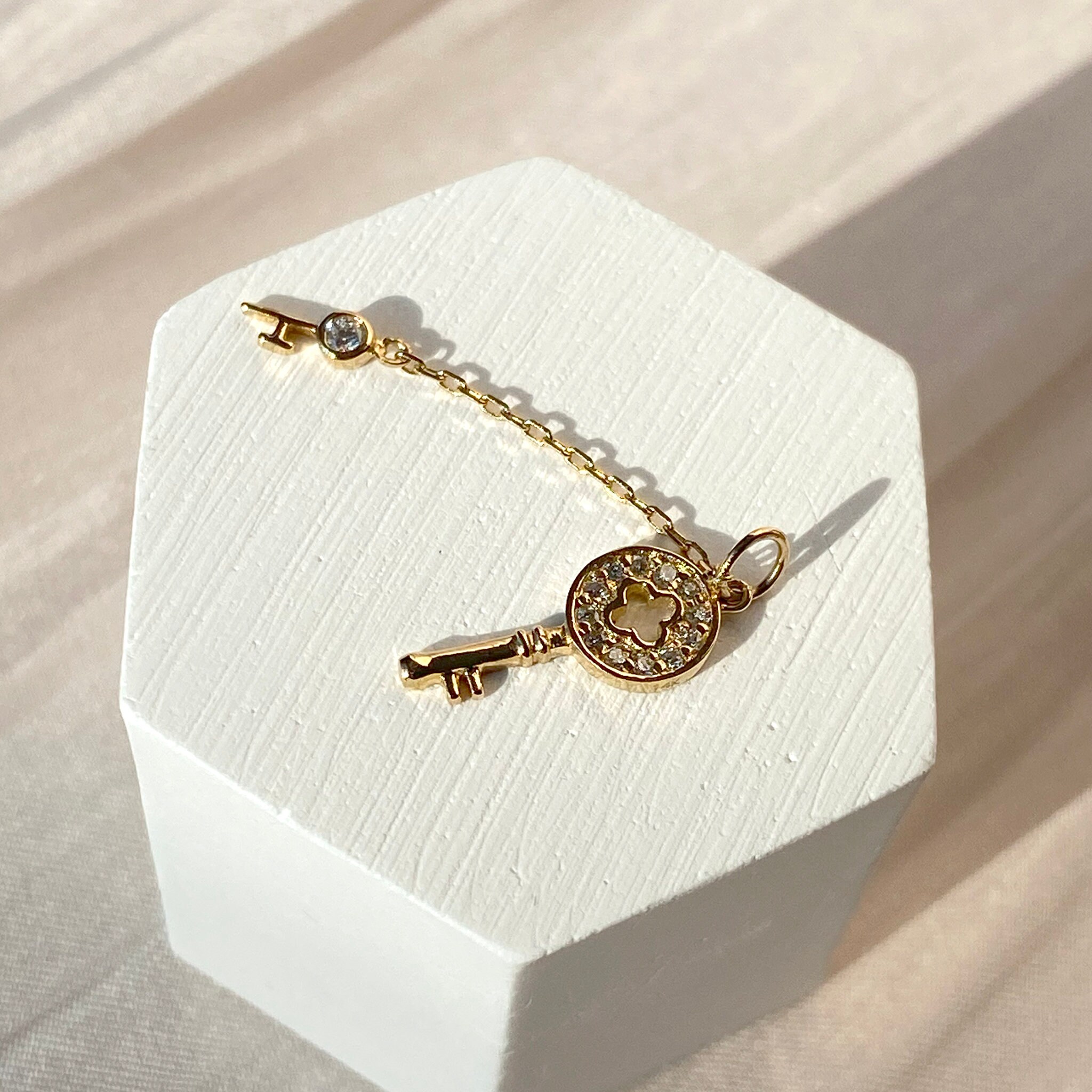 14K Solid Gold Key Necklace Key Pendant Key Charm Necklace