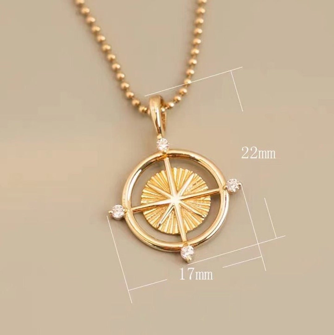 14k Gold Vermeil Mother of Pearl Compass Necklace