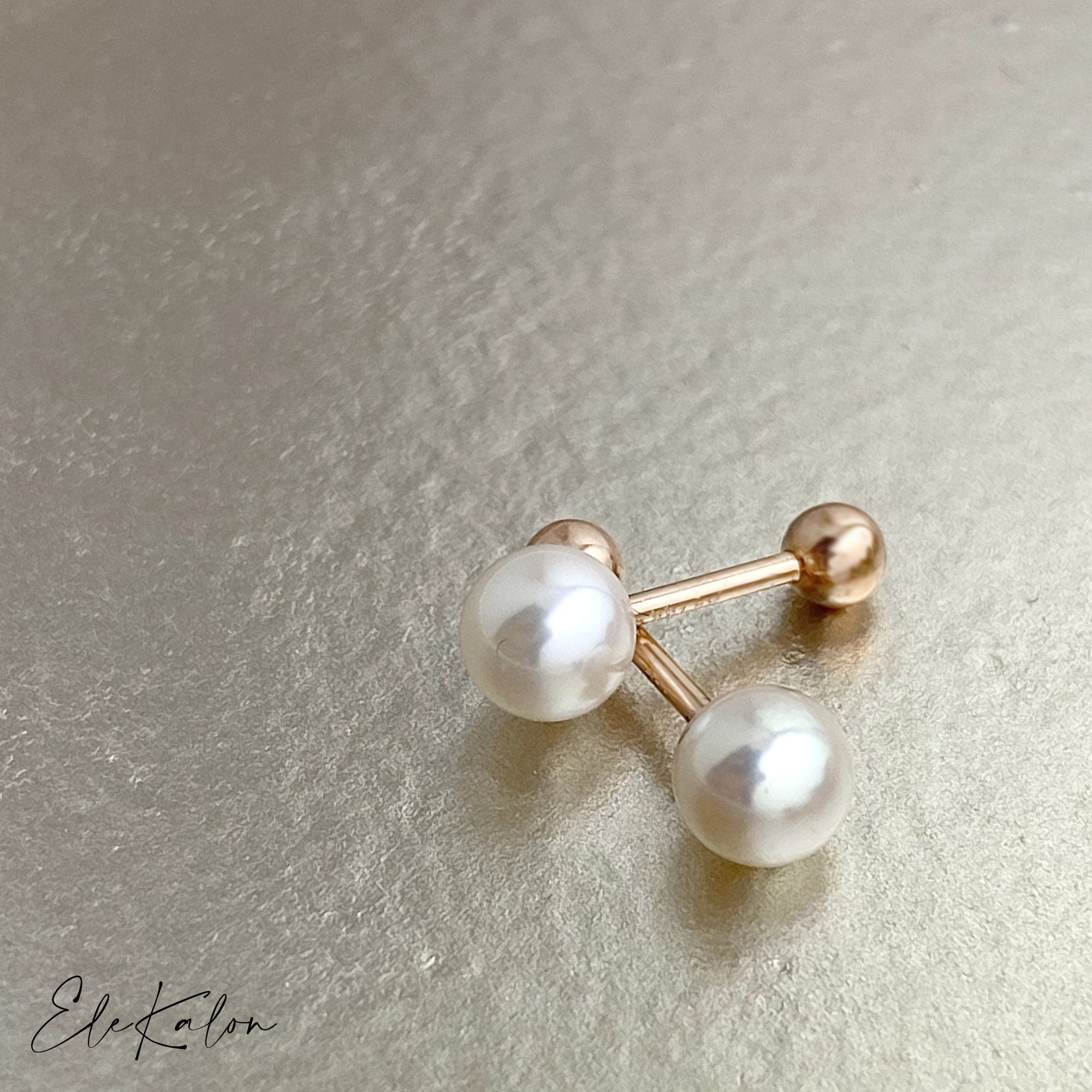 Pearl & Crystal Gold Stud Earrings for Women Screw Back Earrings by PAVOI