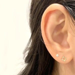 10K Solid Gold Square Studs: Geometric Minimalist Earrings