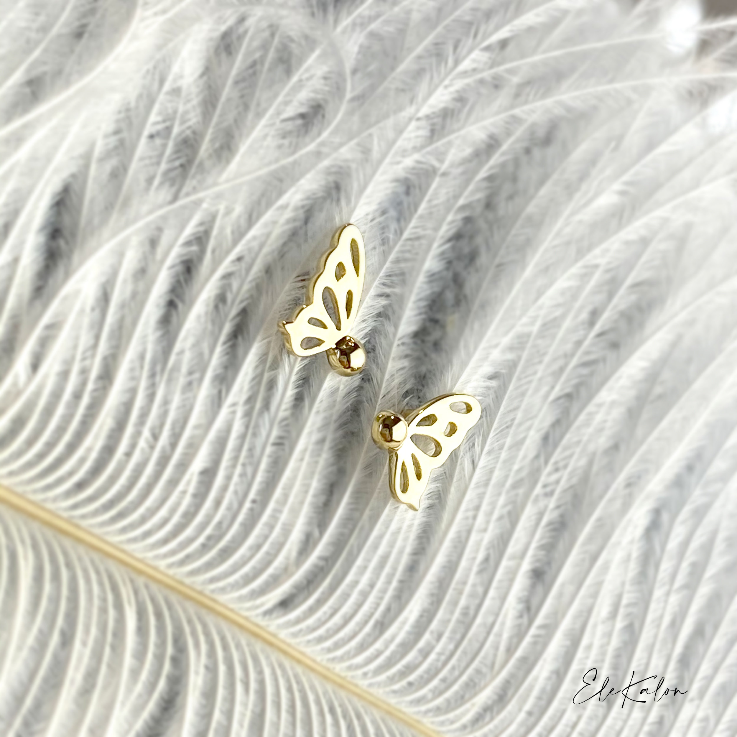 Butterfly Earrings Solid Gold Butterfly Stud Earrings Butterfly