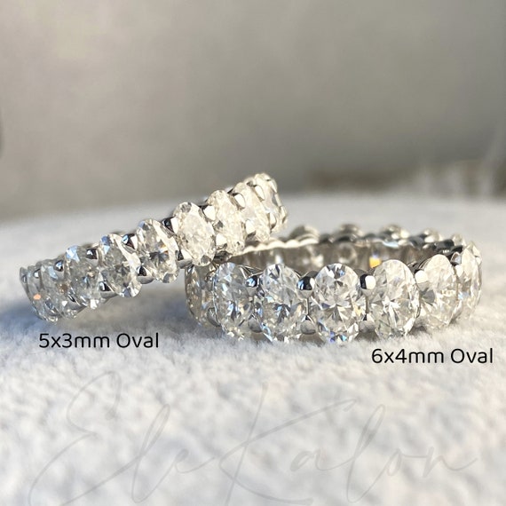 18K Gold Lab Grown Diamond Eternity Ring: 6x4mm Oval Anniversary