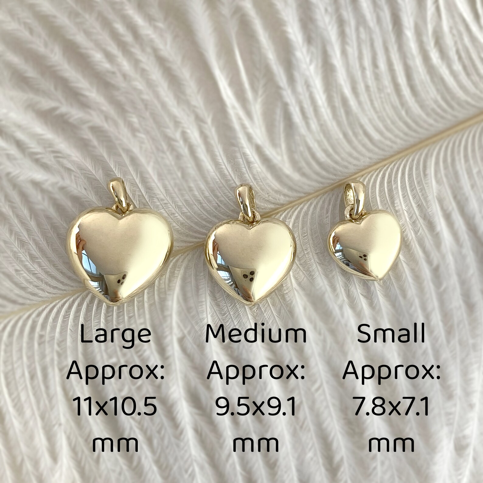 14K Solid Gold Heart Pendant Puffy Heart Heart Charm Heart Etsy