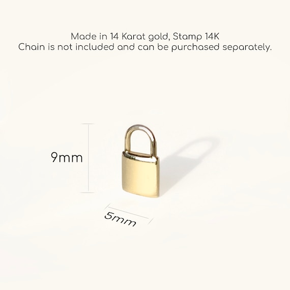 14K Solid Gold Padlock Pendant: Dainty Love Lock Charm - Etsy