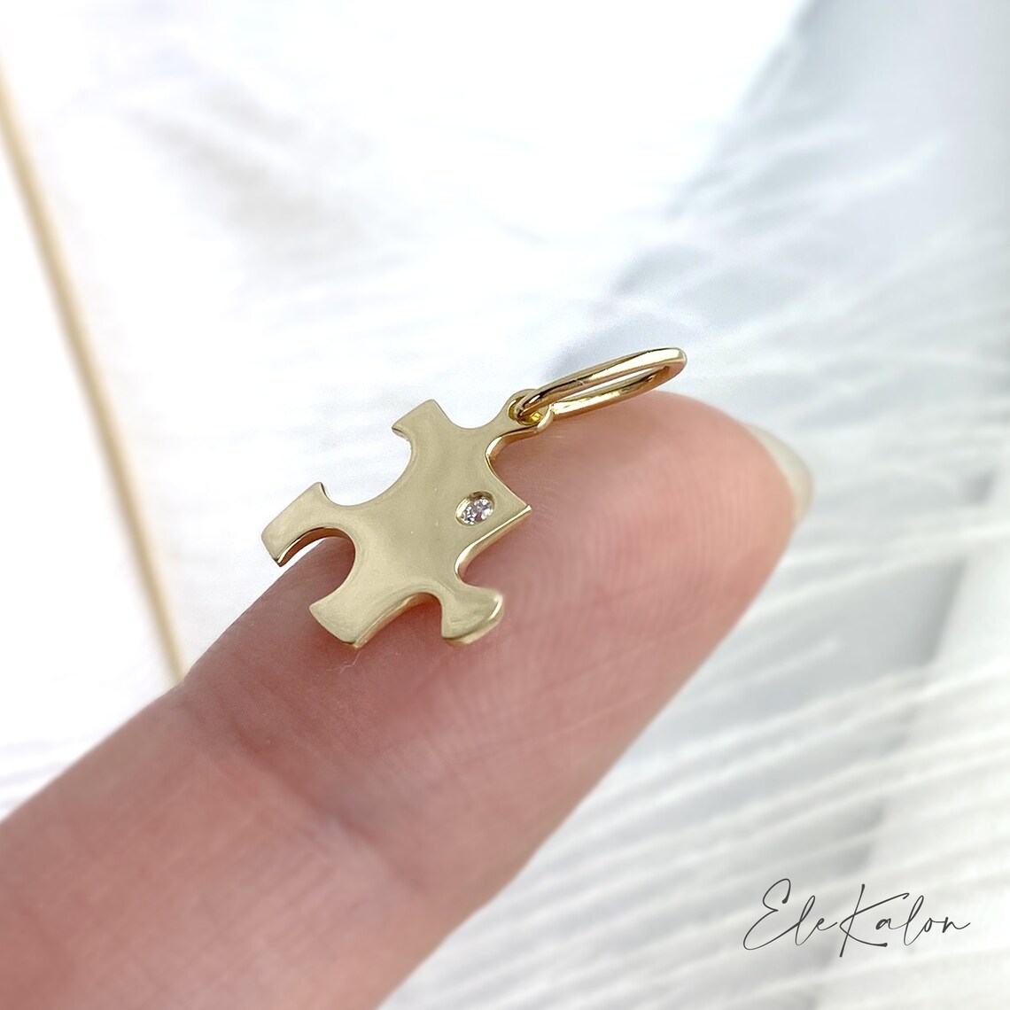 18K Solid Gold Puzzle Pendant Puzzle Necklace Puzzle charm Etsy