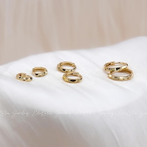 10K massief gouden diamantgeslepen Huggie-hoepels, kraakbeenoorbellen, helix-hoepels, conch-hoepels, kleine hoepels, Huggie-oorbellen, sprankelende hoepels