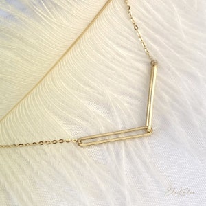 14K Solid Gold Paperclip Chain Necklace: Minimalist Link Pendant
