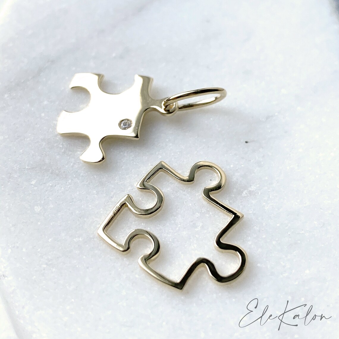 18K Solid Gold Puzzle Pendant Puzzle Necklace Puzzle charm Etsy